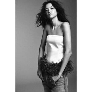 ZARA FEATHER BANDEAU TOP